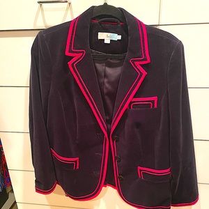Black Velvet Boden Blazer Hot Pink Trim size 10